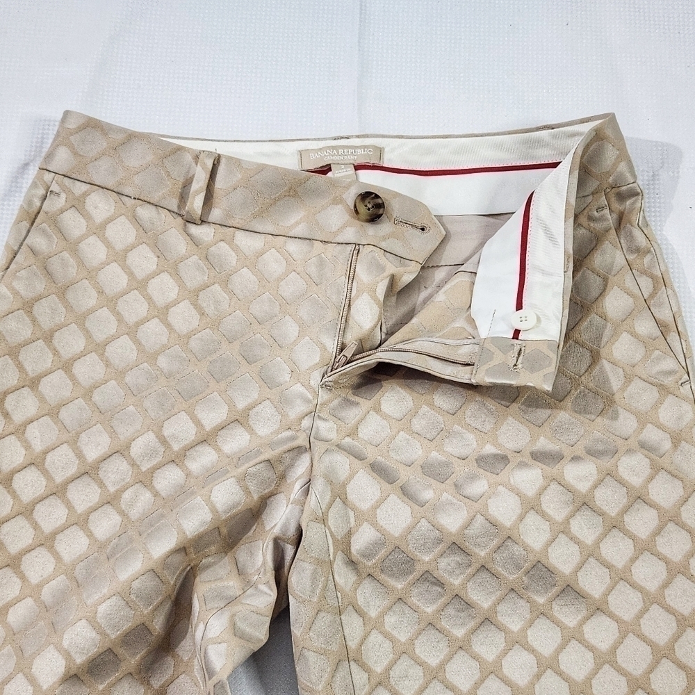 Banana Republic Camden Geometric Print Jaquard Ankle Beige Pants - Picture 5 of 10
